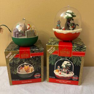 2 Hallmark Magic Light and Motion Christmas Ornaments / Christmas Parade